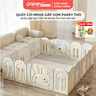 Quây Cũi Nhựa Gấp Gọn Cao Cấp PAKEY Thỏ Tặng Kèm Chong Chóng + 100 Bóng Pastel Cho Bé - Bảo Hành Trọn Đời