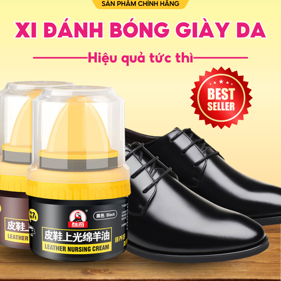 Xi Đánh Giày Da NURSING SHOE 50G Cao Cấp, Xi Kem Dưỡng Da Làm Bóng Nhanh Đồ Da Tặng Kèm Mút