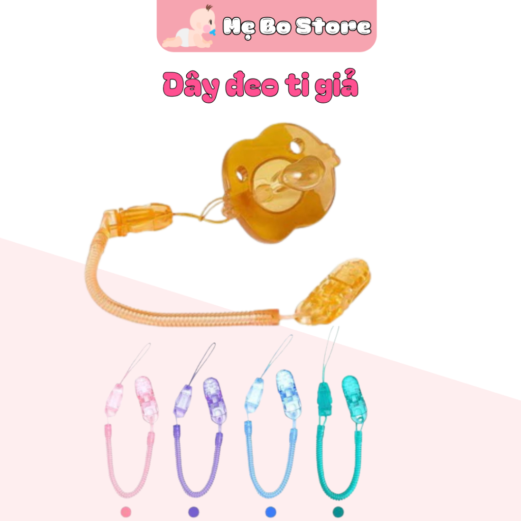 Dây Đeo Ti Giả, Gặm Nướu Cho Bé Bằng Nhựa PP Dây Lò Xo Siêu Nhẹ Chống Rơi An Toàn