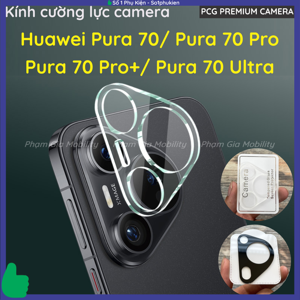 Kính cường lực camera Huawei Pura 70/ Pura 70 Pro/ Pura 70 Pro+/ Pura 70 Ultra cam trong suốt, đế đe