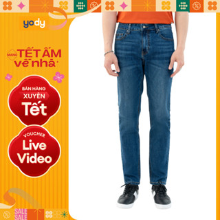 Quần jeans nam thời trang YODY ống đứng, chuẩn phom, co giãn thoáng mát QJM3071