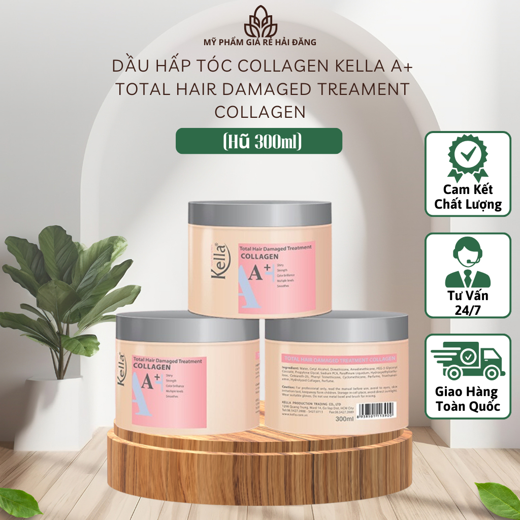 Hấp Dầu Collagen Kella A+ Total Hair Damaged Treament Collagen (Hũ 300ml)