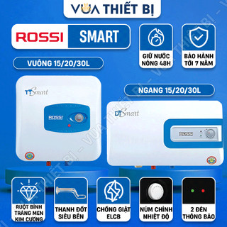 15l 20l 30l | rossi smart vuông - bình nóng lạnh gián tiếp 15 20 30 lít chống giật 2500w