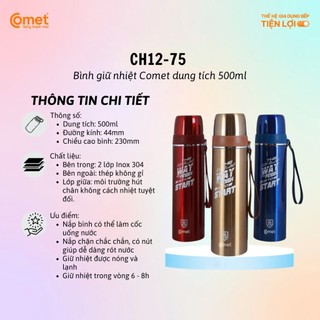 Bình giữ nhiệt màu đỏ COMET 500ml - CH12-75R