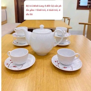 Bộ ấm trà Minh Long 0.8 lít - Trắng