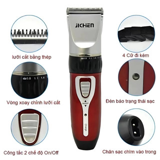 Tông Đơ Cắt Tóc Jichen - Bộ Cắt Tóc cho bé, Tông Đơ Hớt Tóc Sạc Pin Tiện Lợi Cho Gia Đình