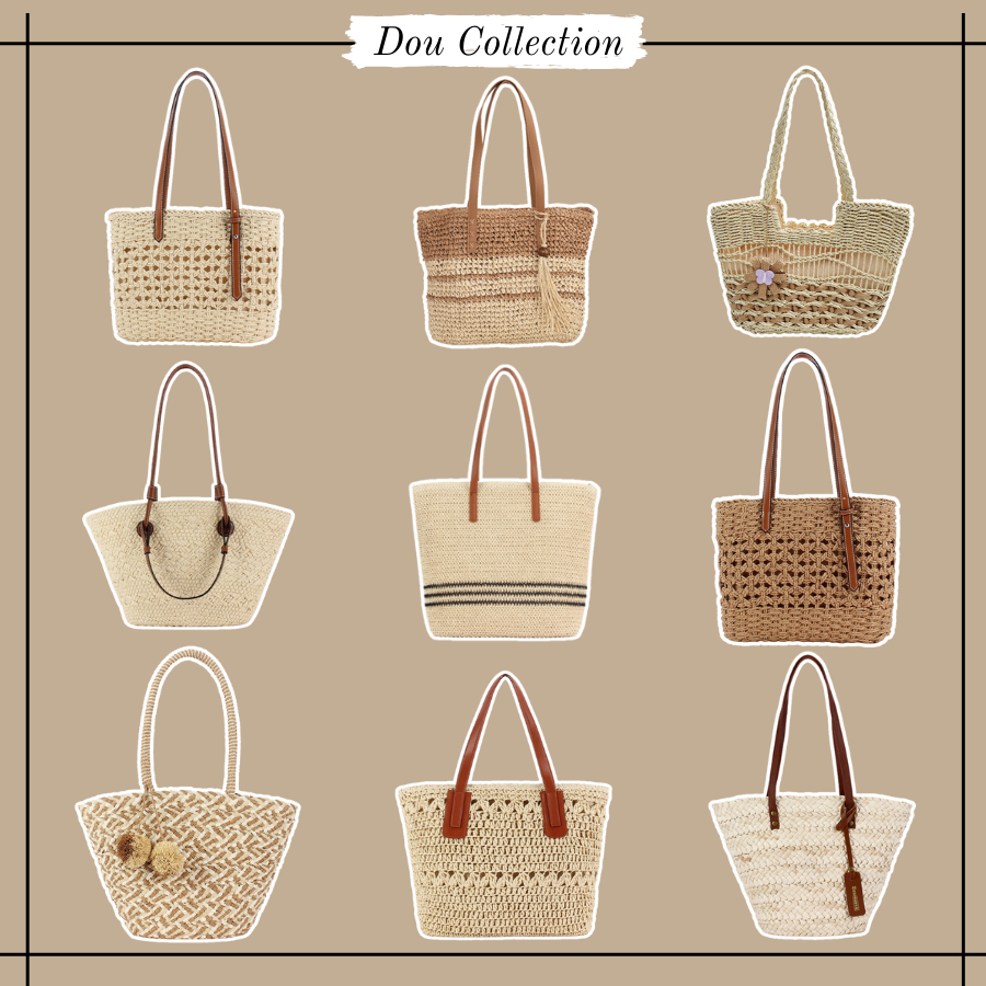 Túi Cói Unisex, Túi Xách Đeo Vai Chất Liệu Cói Cao Cấp Nhiều Mẫu Phong Cách Vintage Thời Trang Biển Xuân Hè - Mã TC01