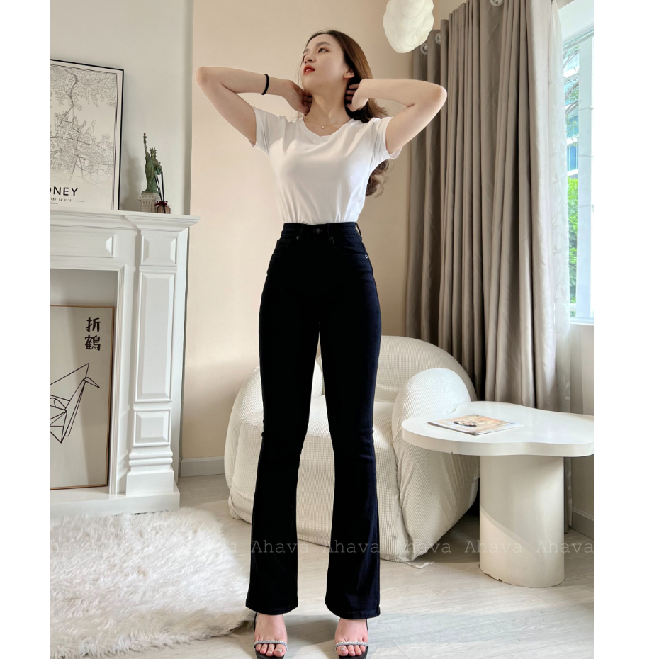 QUẦN JEANS DÀI ỐNG LOE MÀU ĐEN