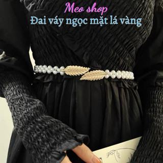 Đai váy ngọc mặt lá vàng tiểu thư sang chảnh mix váy dài suông - belt thắt lưng váy xuông nhẹ nhàng Meo shop