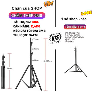 Chân đèn studio 2m8 tải trọng lớn 10Kg (Trọng lượng 2.4kg)