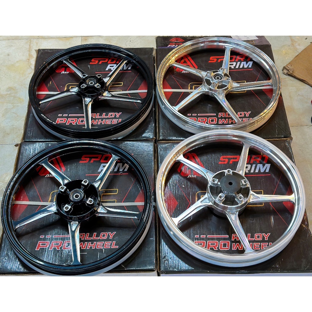 Mâm/vành 5 cây CNC Chính hãng ATR màu ĐEN Crom cho SIRIUS/EX2010 /Exciter 135,150/155/ WAVE110 FULED