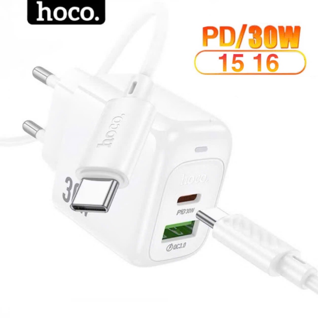 Bộ sạc nhanh pd30w hoco dùng cho máy 15 16 ... củ sạc nhanh 30w Gan 2 cổng TypeC và USB