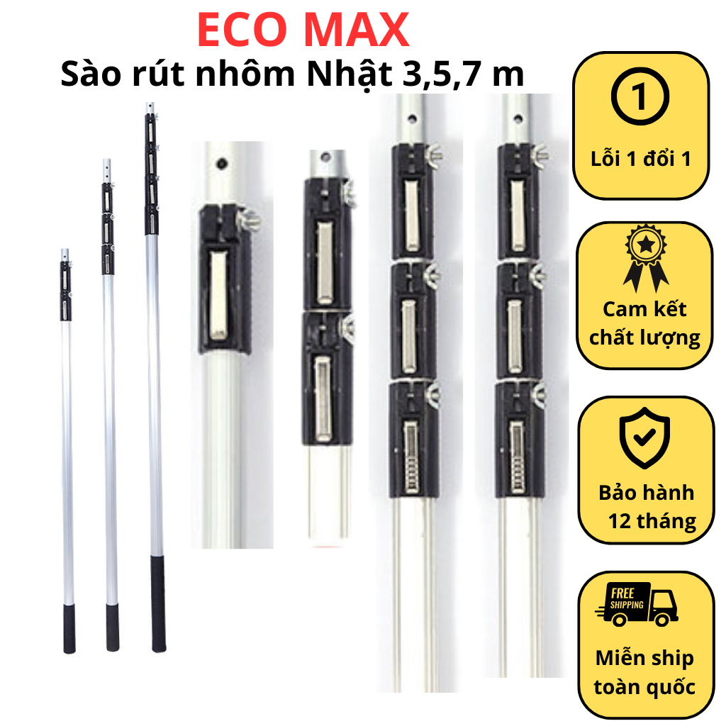 Sào Rút Nhôm, Lắp Được Tất Cả Các Loại Kéo, Cưa Cắt Cành Và Nhiều Loại Khác , Sào Rút 3m, 5m, 7m SRN