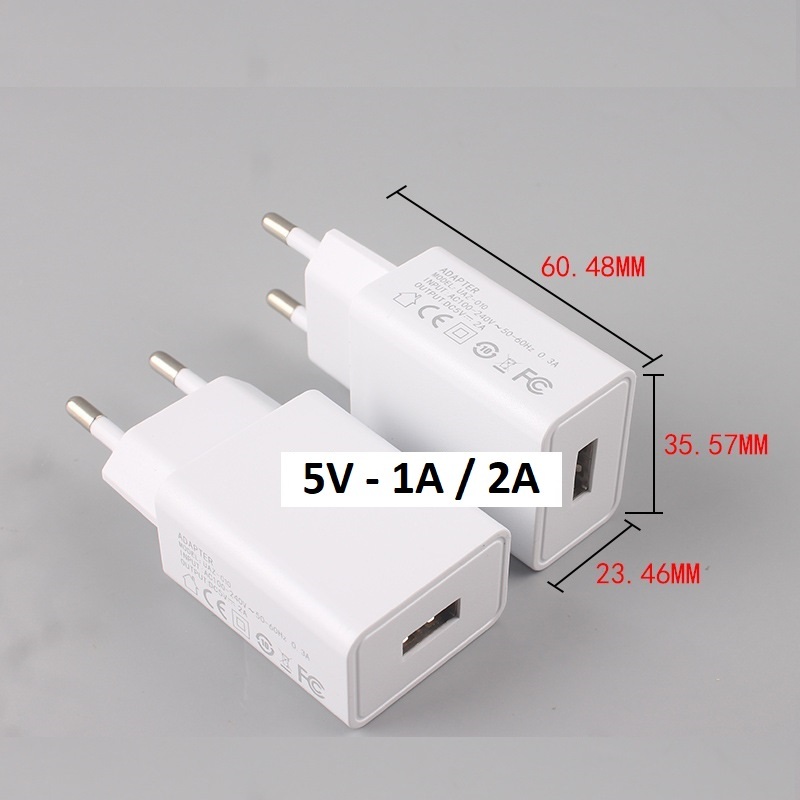 Củ sạc USB 5V 1A 2A 3A cho thiết bị điện 5W 10W 15W