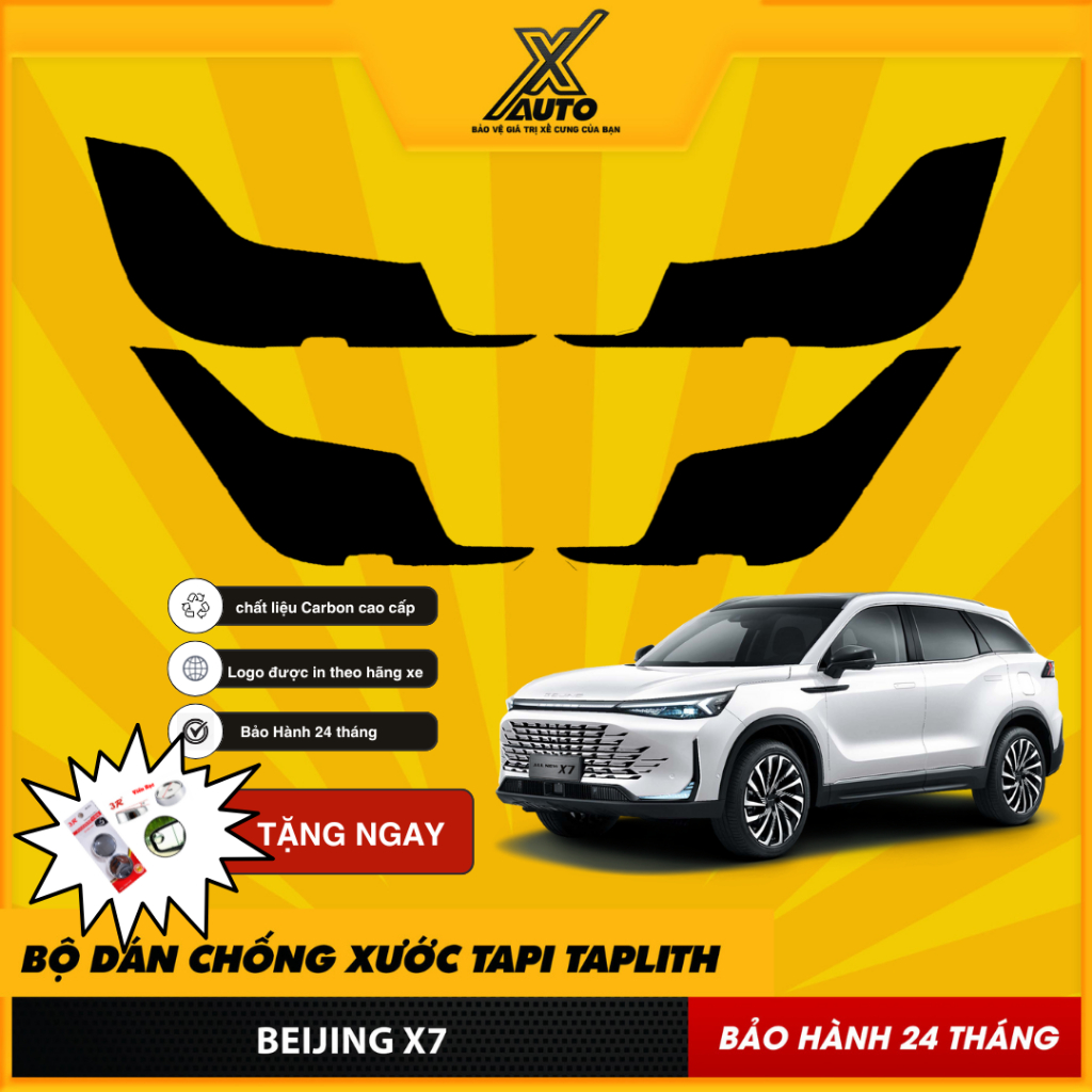 Bộ Dán Chống Xước Tapli Cửa Xe Bejing X7 - Viền Vân Da Carbon Cao Cấp