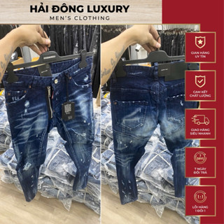 Quần Jean DSQ Bản Khoá Lệch Dáng Biker Rách Xước Nhẹ,Loang Màu Vẩy Sơn Siêu Hot,Lên Fom Ôm Chân Nét Keng