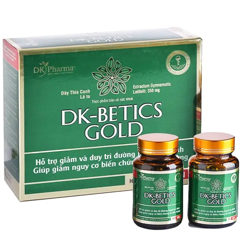 Viên tiểu đường dây thìa canh lá to DK Betics GOLD - DK PHARMA - 1 hộp 2 lọ - 120 viên