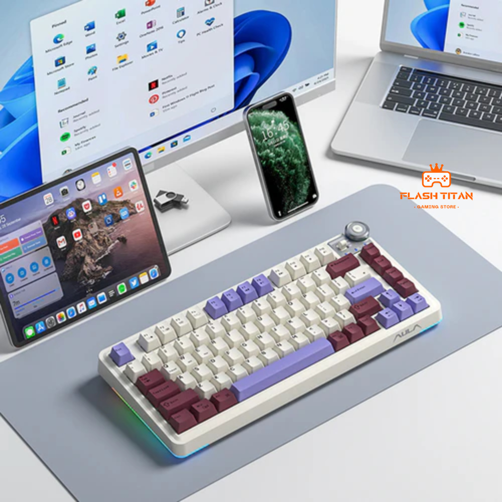 Bàn phím cơ không dây AULA AU75 - 3 mode kết nối tiện lợi - LED RGB nhiều chế độ - Hỗ trợ hotswap | BigBuy360 - bigbuy360.vn