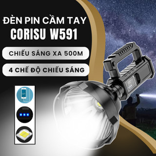 Đèn Pin Siêu Sáng W591 chiếu xa trên 500m, có chân đế chống nước, pin trâu - Bảo hành 12 tháng