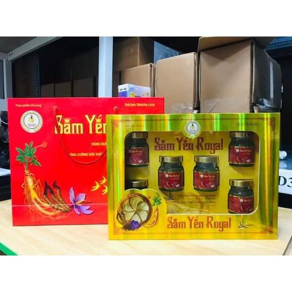 SÂM YẾN ROYAL - Hộp quà Tết với tổ yến chưng, hồng sâm, đông trùng... - Hộp 6 lọ 70ml - NT Bình An