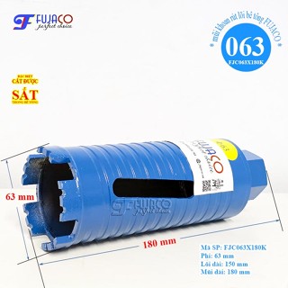 Mũi khoan rút lõi bê tông khô phi 63 x 180 mm FUJACO mũi khoét lỗ tốt cho thợ điện lạnh lắp điều hòa