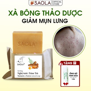 Xà Bông Tắm Saola, Xà Phòng Giảm Mụn Lưng, Mờ Thâm,Sáng Da, Giữ Ẩm, Dầu Dừa, Tinh Dầu,100g