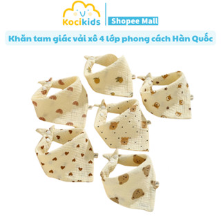 Khăn yếm tam giác vải xô 4 lớp có cúc bấm sau gáy rất tiện lợi