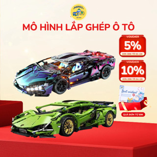 Tỉ lệ 1 14 Mô hình lắp ghép xe ô tô thể thao, Bộ lắp ghép siêu xe có đèn led, động cơ cao cấp