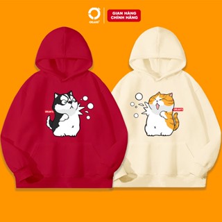  Áo Hoodie đôi in hình chó mèo dễ ORANS chất nỉ cotton lót Lông cao cấp form rộng unisex - Couple03 