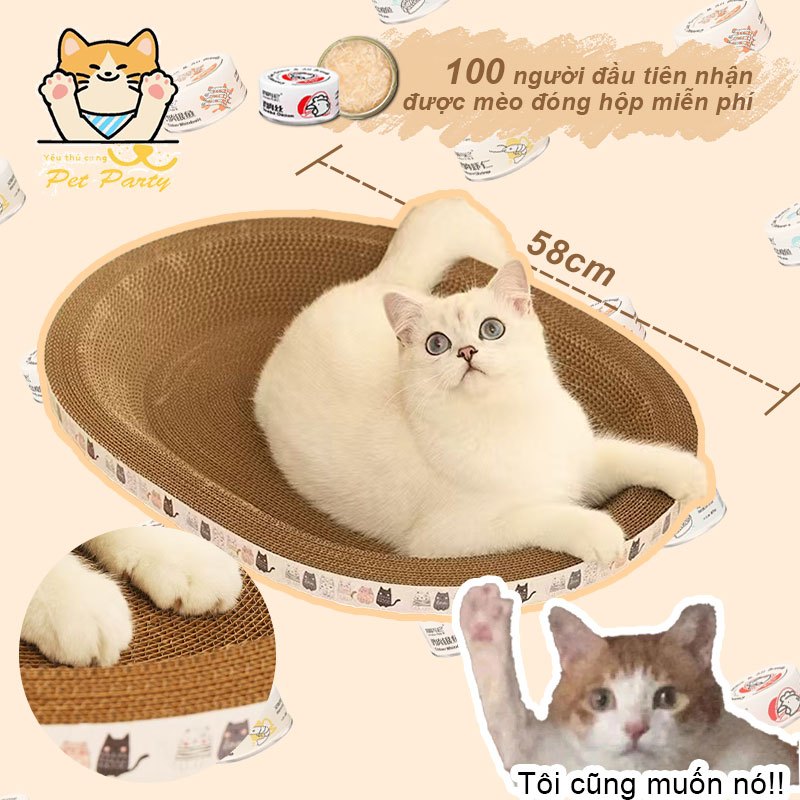 Bảng cào mèo Bảng cào cực lớn, Bảng cào mèo đi kèm đồ ăn nhẹ đóng hộp cho mèo.  LGP0083