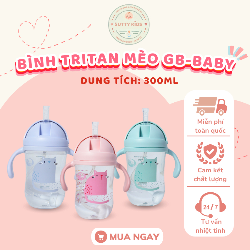 [Gb-Baby Chính Hãng] Bình tập uống nước cho bé tritan cao cấp chống đổ cho bé GB-Baby 300ml
