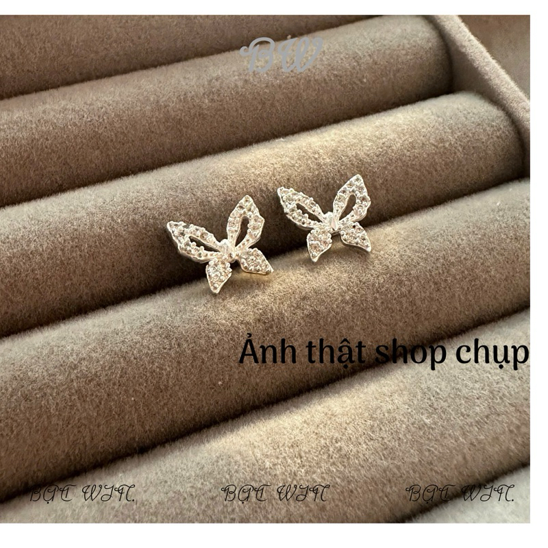 (BẠC WIN) BW16 Bông tai bạc cao cấp hình cánh bướm đính đá đáng yêu