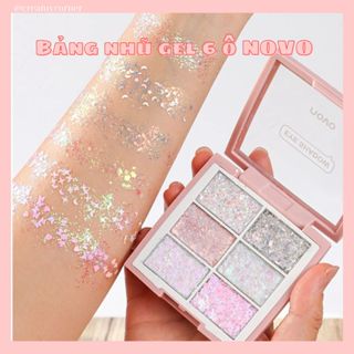   HÀNG CÓ SẴN  Bảng mắt gel 6 nhũ hạt to Novo kháng nước makeup hóa trang văn nghệ 