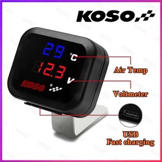  Vôn Kế KOSO 3 Trong 1 Với Cổng Sạc USB Và Màn Hình Hiển Thị Kép Gắn Xe Máy 
