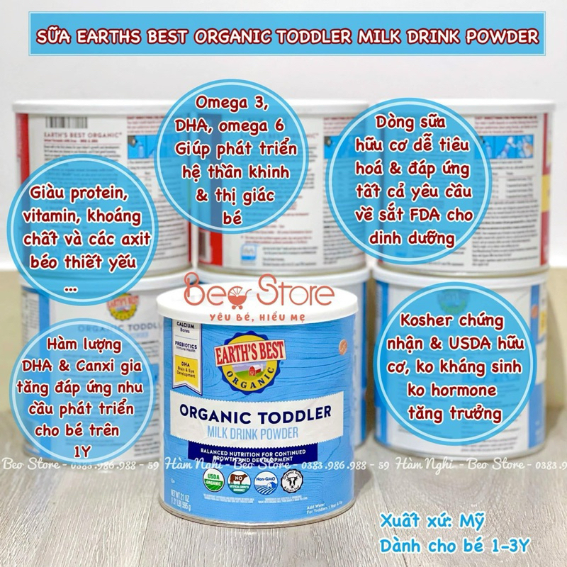 SỮA EARTH'S BEST XANH CHO BÉ 1-3Y