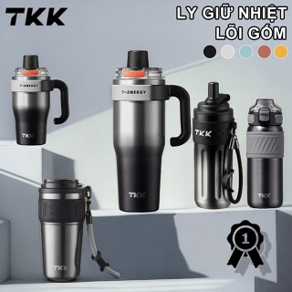 TKK Bình Giữ Nhiệt Lõi Gốm Có Ống Hút Ly Giữ Nhiệt Cao Cấp Chính Hãng Inox 316 Cốc Cafe