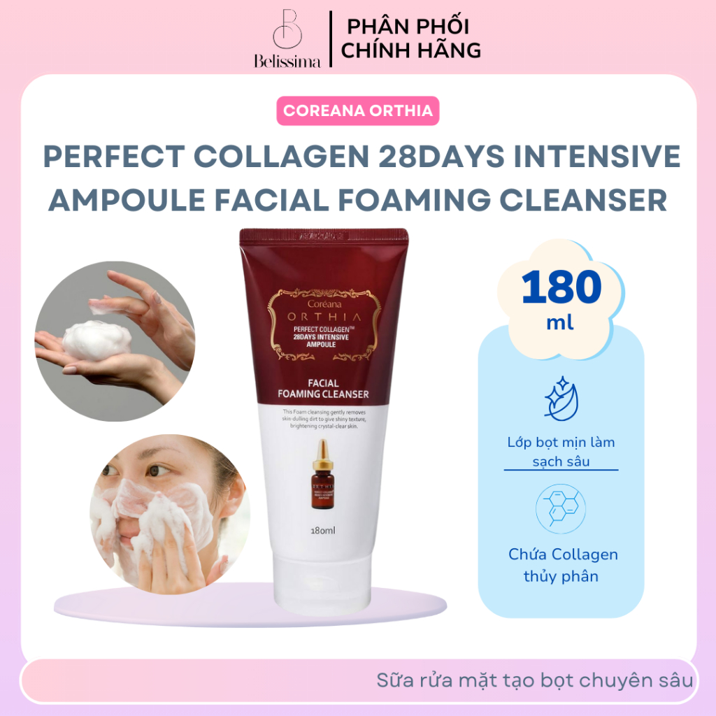 Sữa Rửa Mặt Collagen Orthia Coreana Orthia Perfect Collagen 28Days Intensive Ampoule Foam Cleanser  