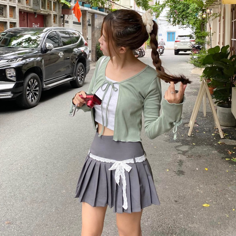 Moodie - Lace Skirt | Chân Váy Xếp Ly Bản Lưng To Phối Ren Tặng Kèm | BigBuy360 - bigbuy360.vn