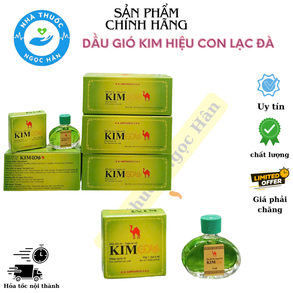 Dầu Gió Kim Gold Hiệu Con Lạc Đà Chai 6ML