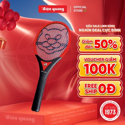 [HỎA TỐC] Vợt muỗi Điện Quang ĐQ EMR01 BLR - Có Đèn Trên Thân - Bảo hành 12 tháng