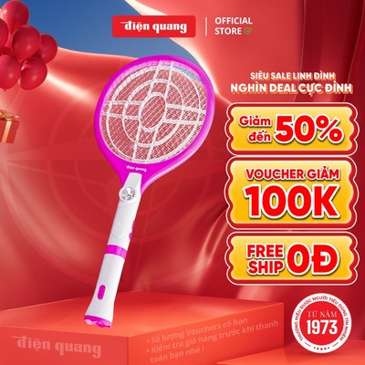 Bộ vợt muỗi Điện Quang ĐQ EMR05L WPI (trắng - hồng)