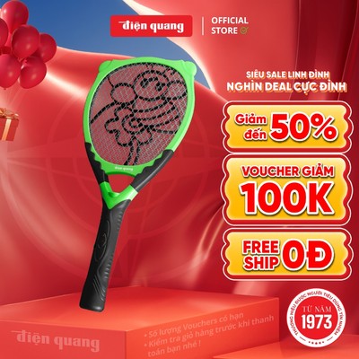 [HỎA TỐC] Vợt muỗi Điện Quang ĐQ EMR03 BLG (đen - xanh lá) - Xả nhanh dòng điện 5s - Bảo hành 12 tháng