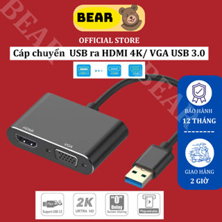 Cáp chuyển 2 trong 1 USB ra HDMI 4K/ VGA USB 3.0 Type C to HDMI và VGA cao cấp tivi máy chiếu, dùng trong trình chiếu