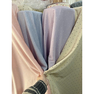 vải linen chấm bi tông hàn quốc xinh xắn mềm mát dày dặn ko cần lót