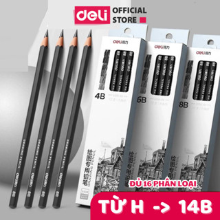 Bút chì phác thảo phiên bản cao cấp Deli - 2H, HB, 2B, 4B, 6B, 8B - Dành cho mỹ thuật chuyên nghiệp chì mềm độ đậm chuẩn