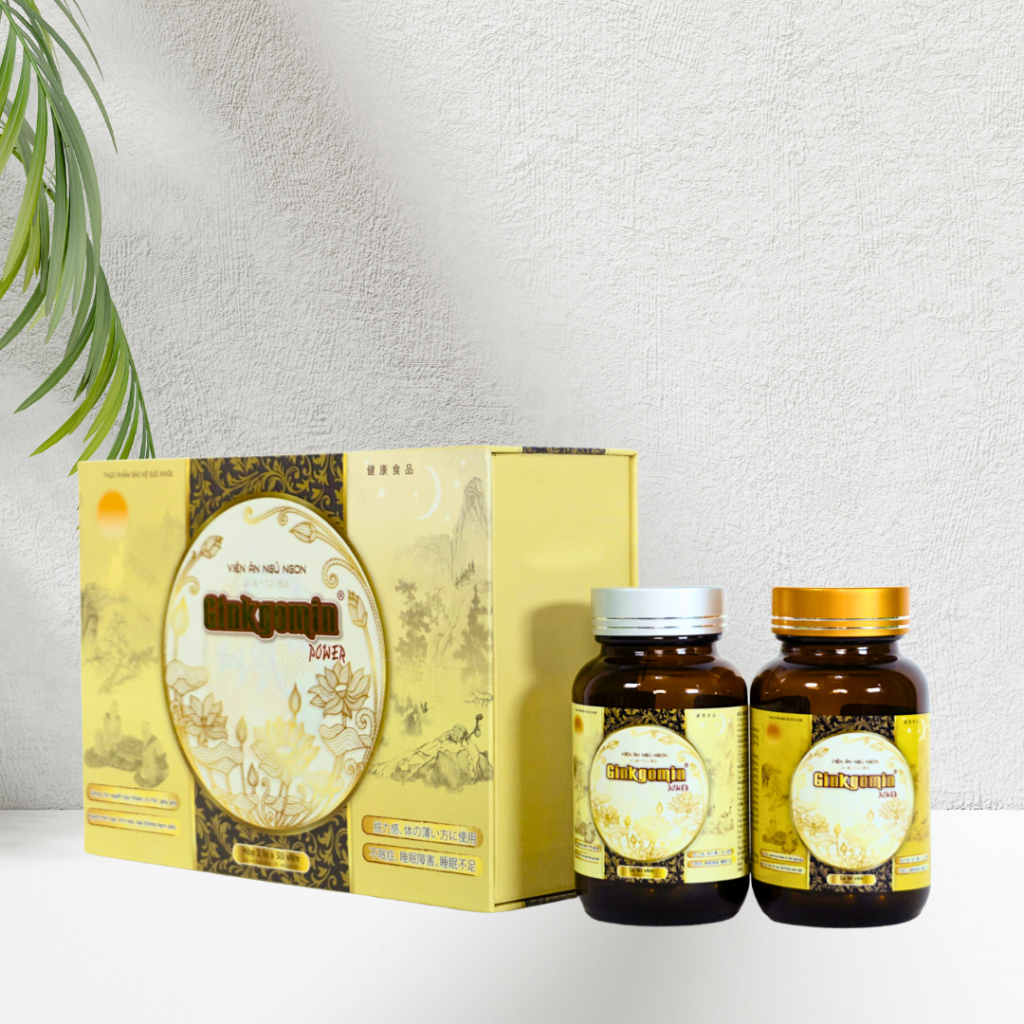 Viên ăn ngủ ngon 2in1 GINKGOMIN POWER cho người suy nhược, người cao tuổi - 2 lọ 60v - NT Bình An