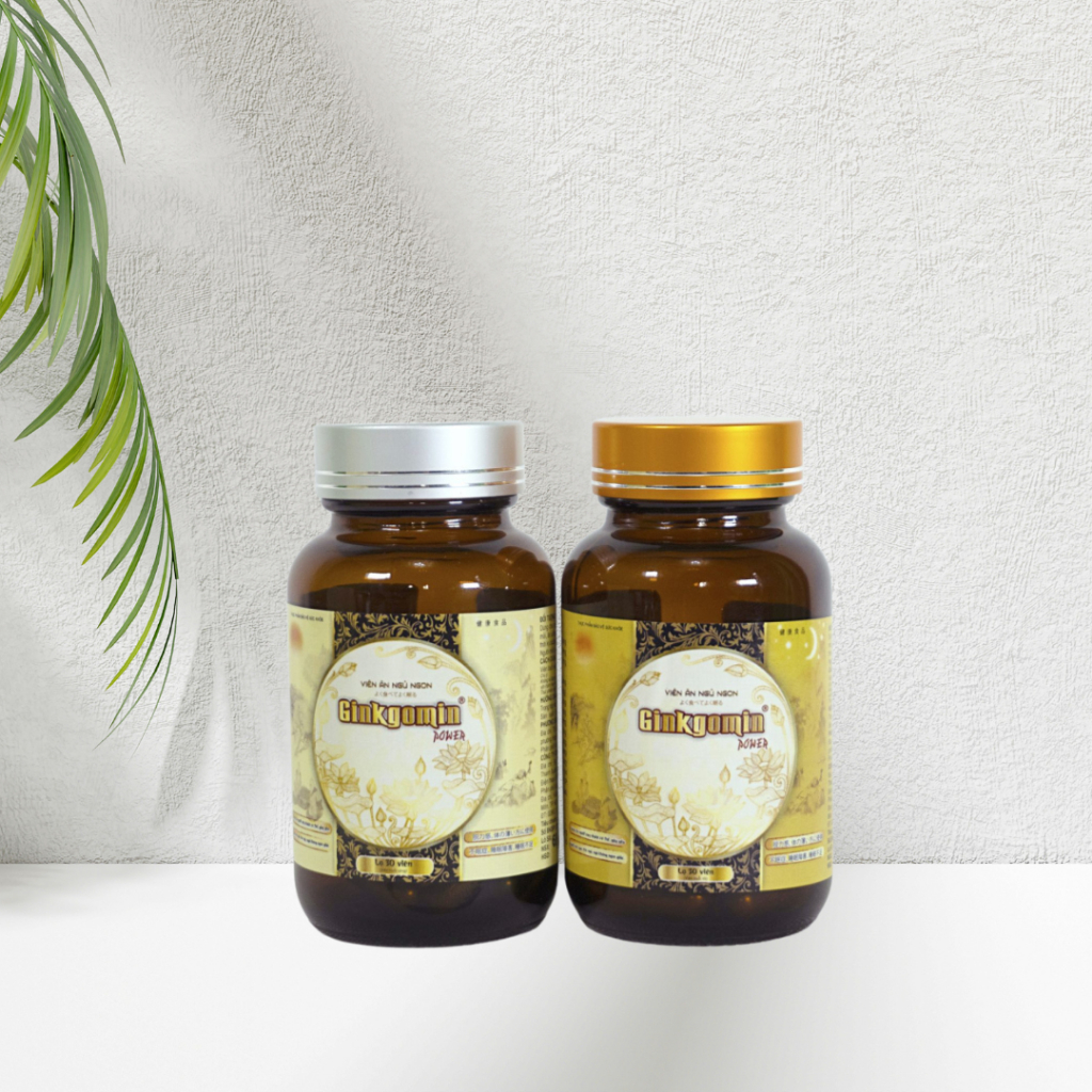 Viên ăn ngủ ngon 2in1 GINKGOMIN POWER cho người suy nhược, người cao tuổi - 2 lọ 60v - NT Bình An