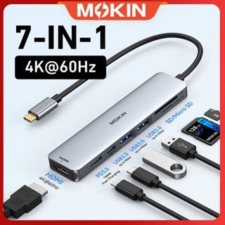 bộ chia Hub Type C 7 trong 1 4K 60Hz Hub USB 3.0 đầu đọc thẻ nhớ usb mở rộng kết nối Laptop táo