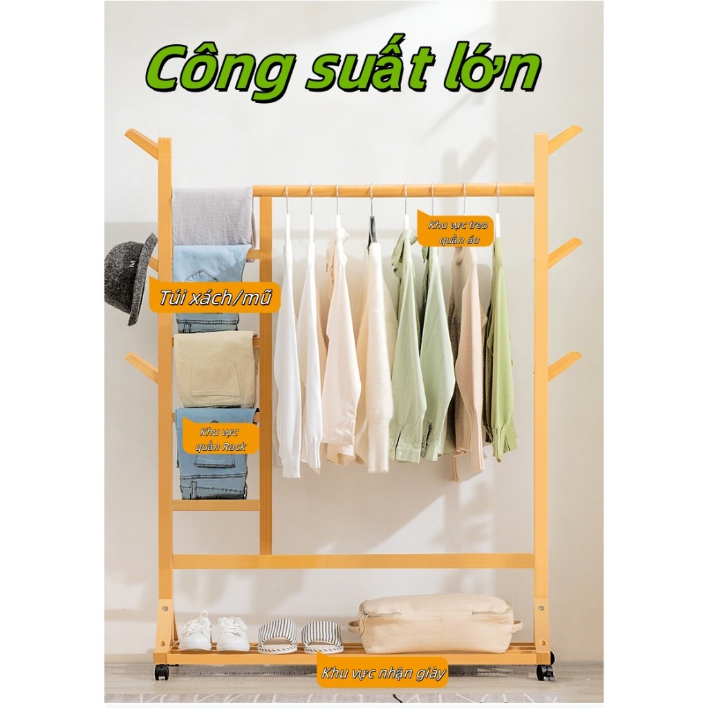 Cây Treo Quần Áo Bằng Gỗ Treo Áo Sơ Mi Phụ Kiện Trang Trí Phòng Khách Phòng Ngủ Đa Chức Năng Mũ Móc Giá phơi quần áo tre | BigBuy360 - bigbuy360.vn