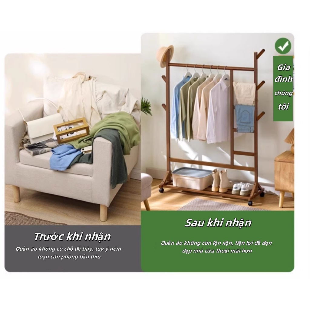 Cây Treo Quần Áo Bằng Gỗ Treo Áo Sơ Mi Phụ Kiện Trang Trí Phòng Khách Phòng Ngủ Đa Chức Năng Mũ Móc Giá phơi quần áo tre | BigBuy360 - bigbuy360.vn